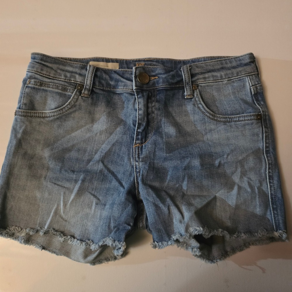 KUT from the Kloth Gidget Frey Short Denim Jean Shorts Blue Size 2 Raw Hem